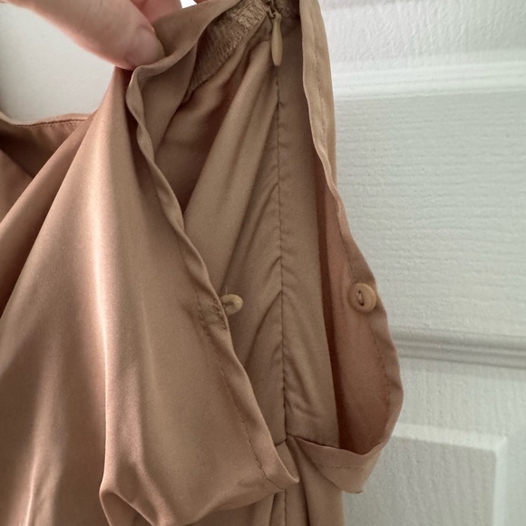 Elegant Tan/Champagne One-Shoulder Dress - Picture 3 of 5